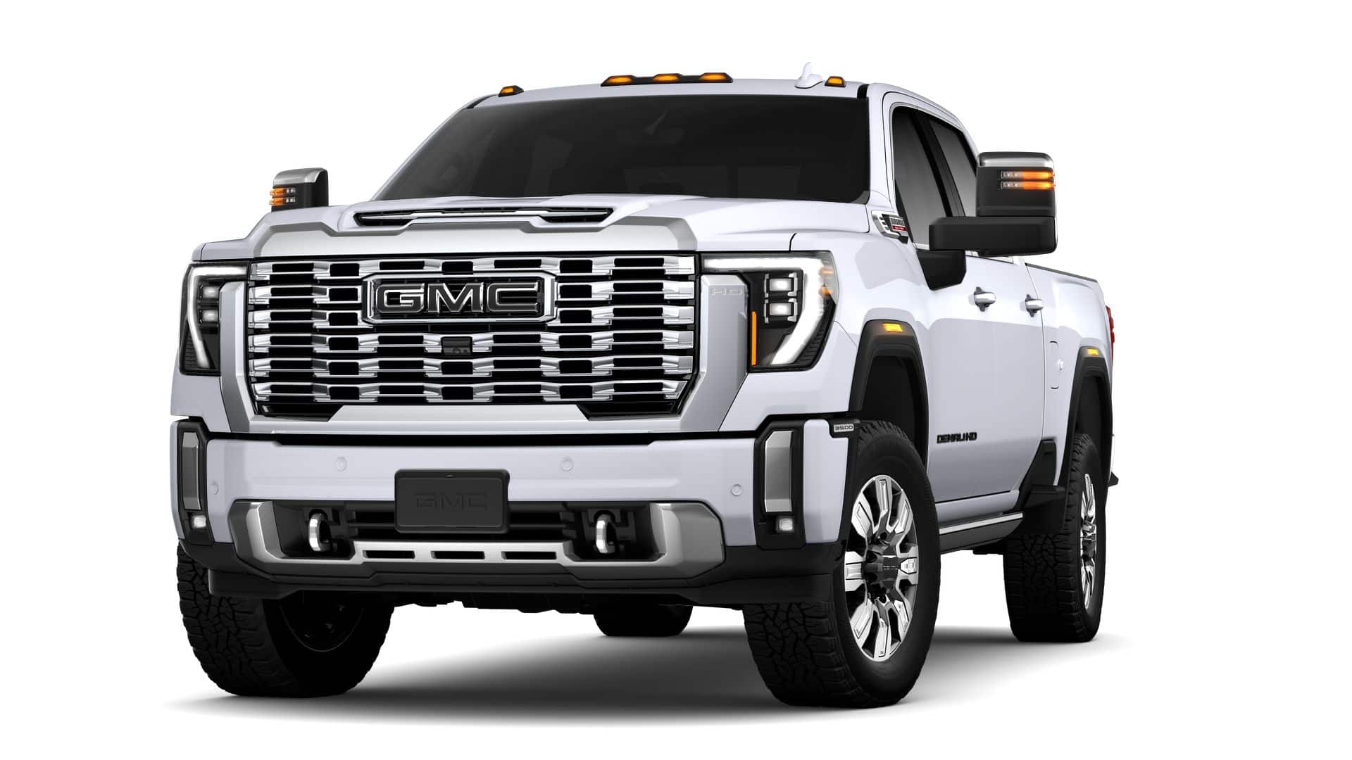 2026 GMC Sierra 3500 HD Denali in Glacier White Tricoat — front three-quarter view