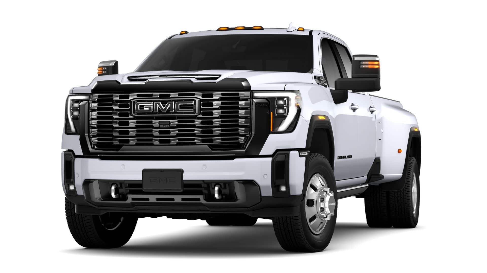 2026 GMC Sierra 3500 HD Denali Ultimate DRW in Glacier White Tricoat — front three-quarter view