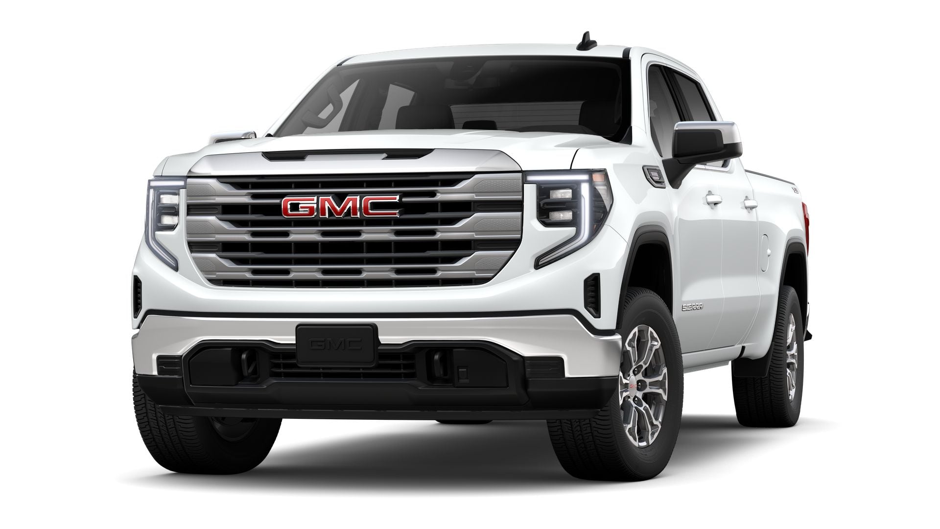 2026 GMC Sierra 1500 SLE in Summit White — front three-quarter view